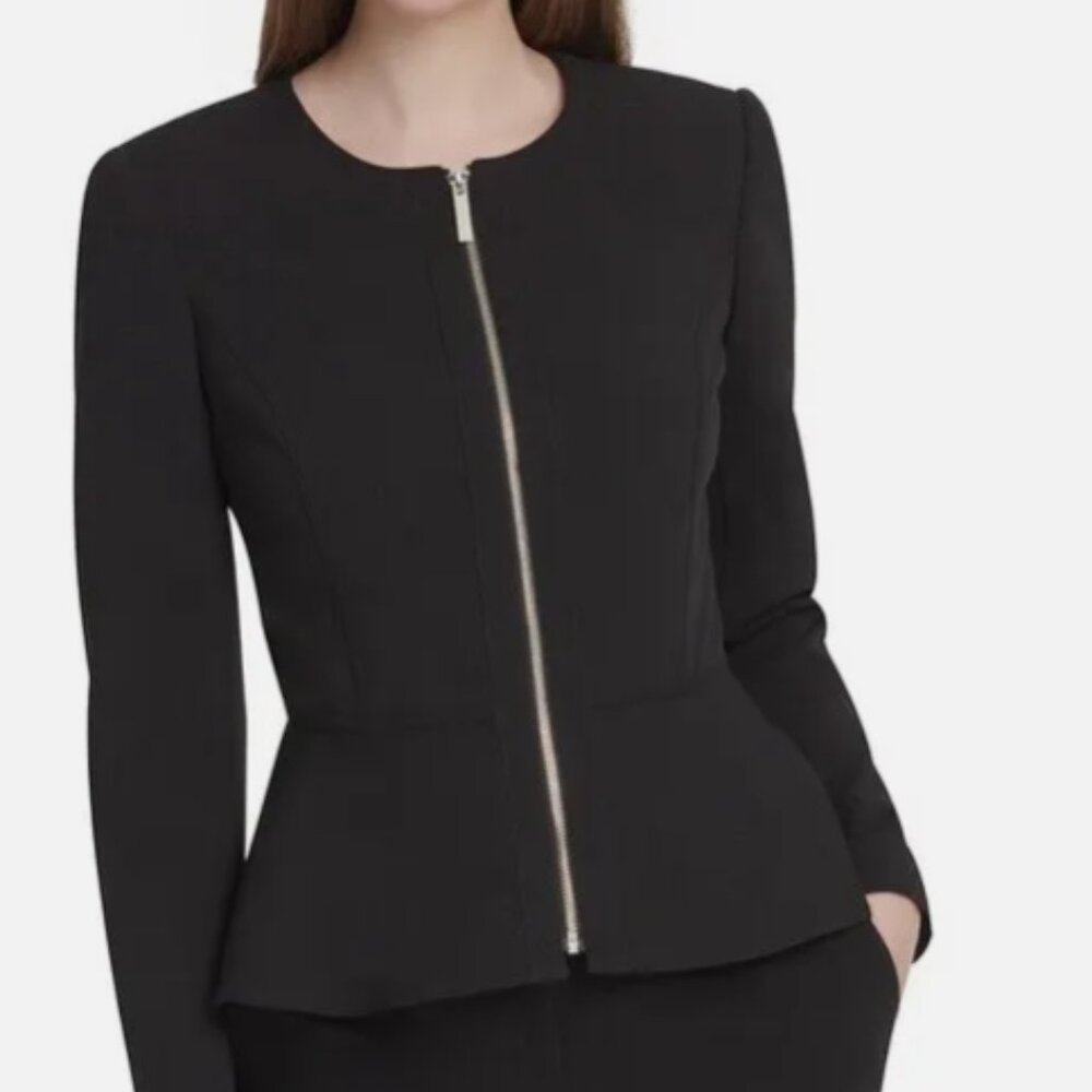 DKNY Peplum Zip-Front Jacket